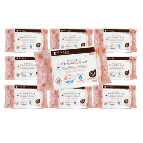 

Медицинские салфетки Osaki dacco, мягкие, безопасные для детей, 80 штук x 10 упаковок (Всего 800 салфеток), Слабокислая гиалуроновая кислота, Сделано в Японии