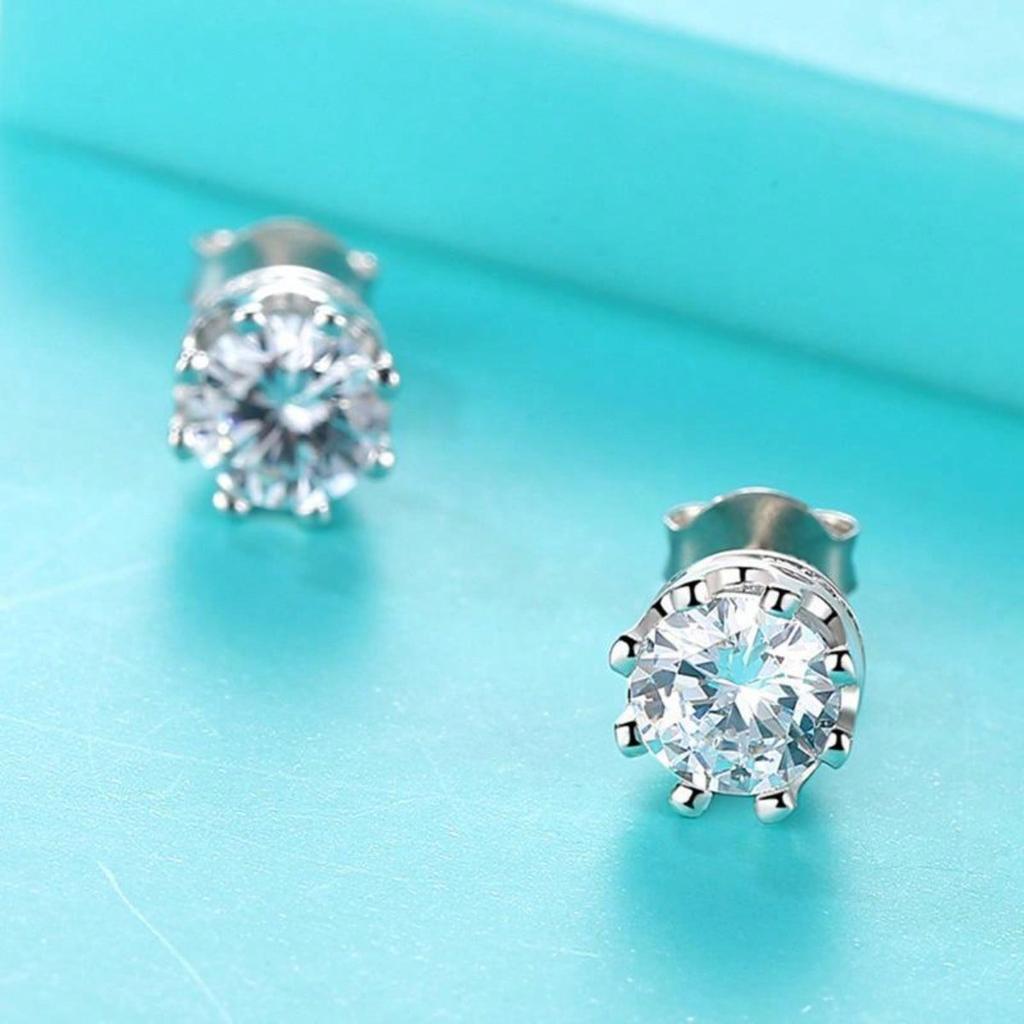 1pc Simple Crown Earrings, Light Luxury Synthetic Zircon Earrings