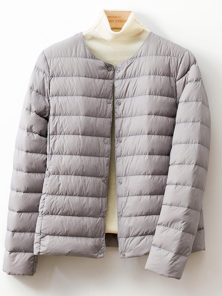 2026 Autumn/Winter Lightweight Collarless Down Jacket - 90% Down, Short Round Neck