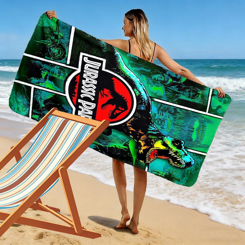 Jurassic Print Beach Towel, Large Soft Quick Dry Towel for Beach Camping Swimming