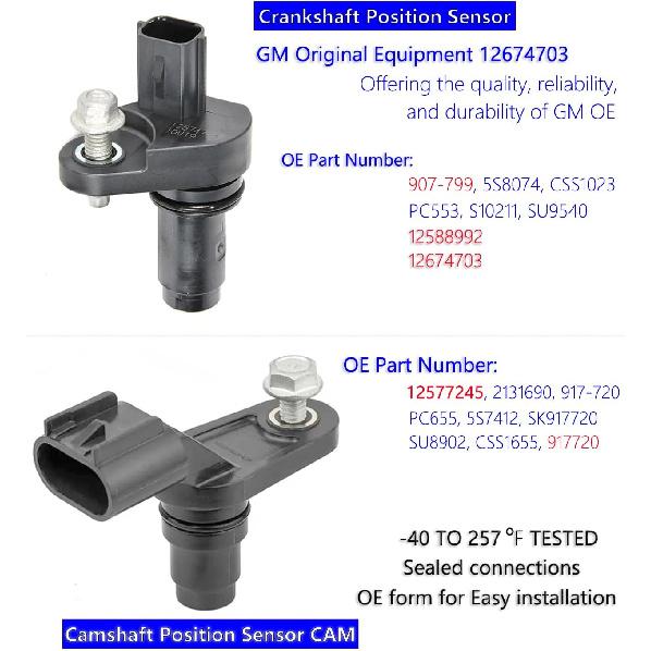 VVT Intake & Exhaust Camshaft Position Actuator With Camshaft Sensor Crankshaft Sensor Kit For Chevy GMC Equinox Malibu Cobalt HHR Terrain Buick
