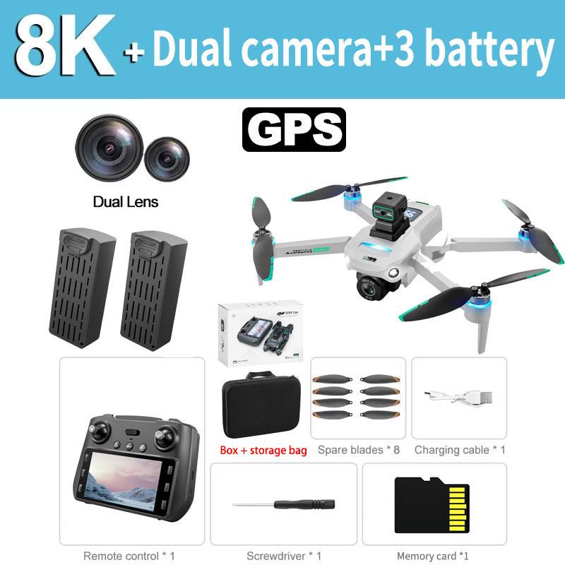 New GPS Drone Pro 5G Dual-Camera 8K HD Aerial Photography Drone with Screen Omnidirectional Obstacle Avoidance Dron RC Toy Boys