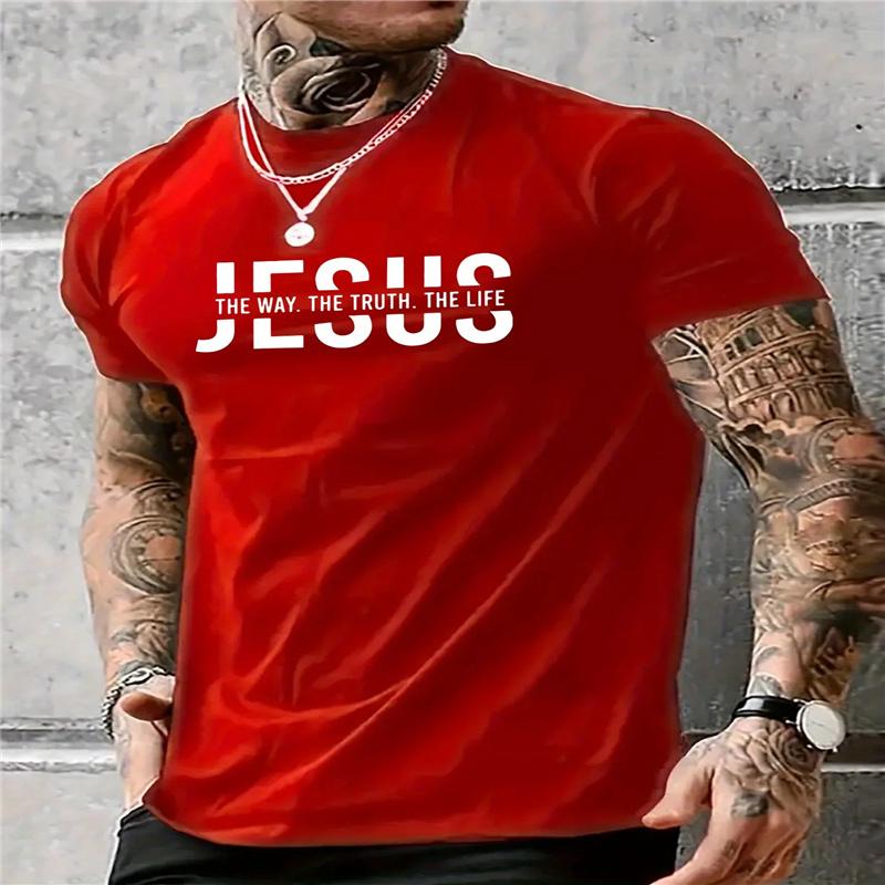Summer Unisexs 100 Pure Cotton Casual Loose Fit Jesus Way Truth Life Letter Printed Round Neck Short Sleeved TShirt Top