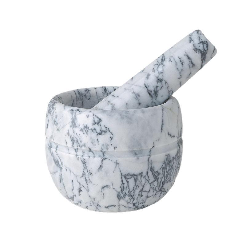 Small Marble Mortar and Pestle - Natural Stone Grinder for Garlic and Pepper Crushing