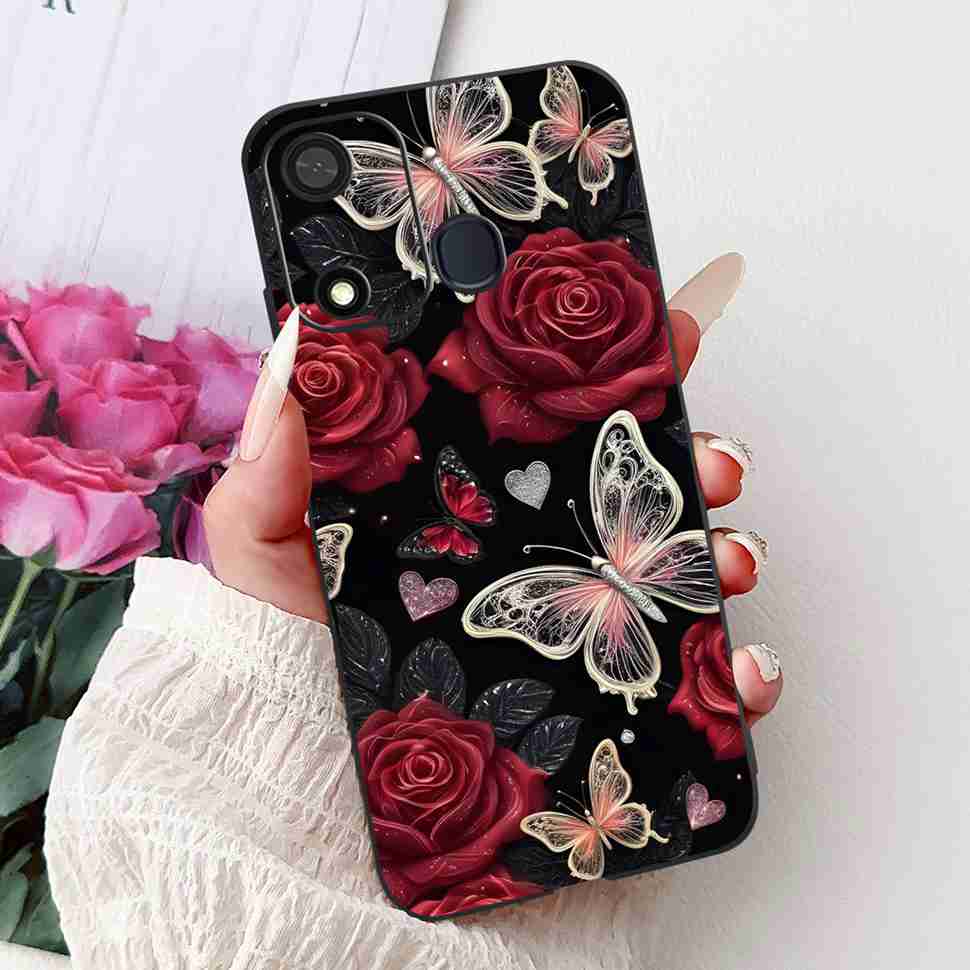 Fashion Butterfly For Itel A27 A27 Case Soft TPU Silicone Black Cover For Itel A27 ITEL P17 Luxury Flower Protective Casing Bags