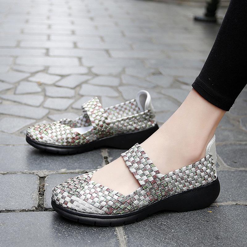 Versatile new handwoven shoes hollow breathable women's shoes flat bottom loose casual shoes fashion