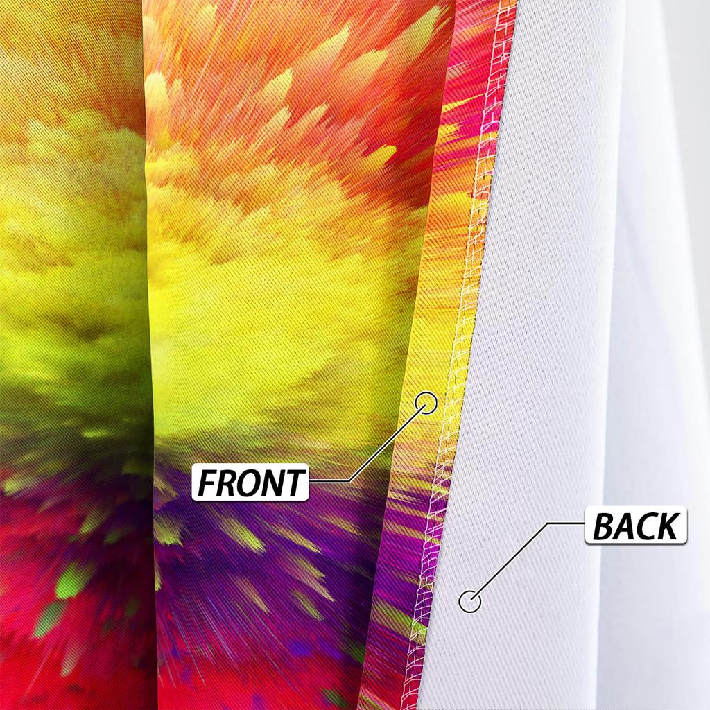 1PC High Blackout Polyester Curtain, Left and Right Circulation Double-sided Matte, Perforated, Multi-color Radial Pattern