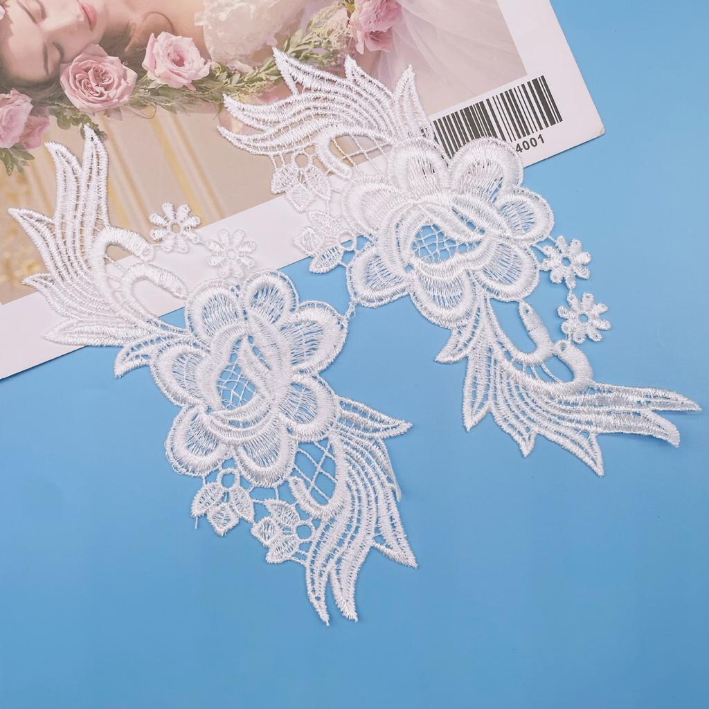 White Hollow Embroidery Flower Accessories Bridal Dress Children'S Princess Dress Hanfu Decorative Lace Clothing Accessories
