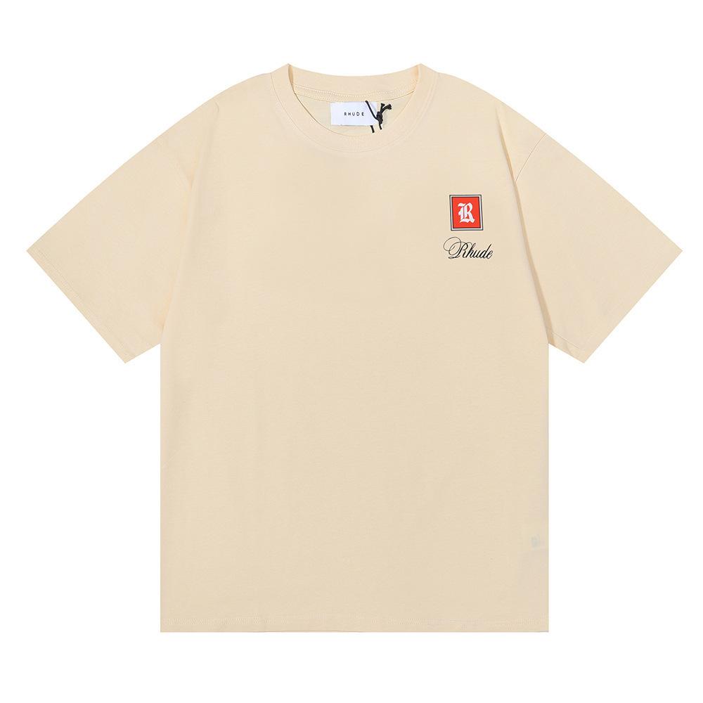 Grenzüberschreitende europäische und amerikanische Trendmarke RHUDE Marokko Mikro-Label gedrucktes kurzärmeliges T-Shirt für Männer und Frauen Paare High Street locker