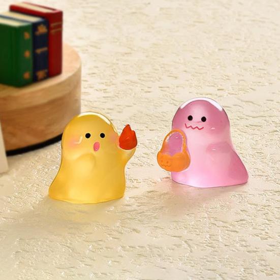 Yousheng 1/6/24/36Pcs Halloween Ghost Figurine Glow-in-the-dark Mini Cartoon Ghost Statue Luminous Miniature Ghost Ornament Desktop Decoration