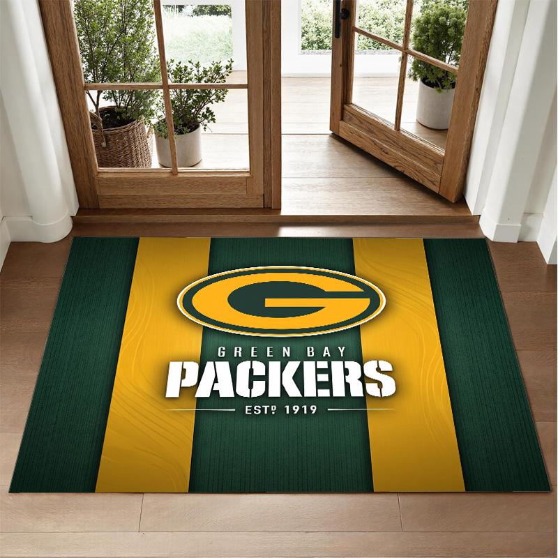 Green Bay Packers Design Crystal Velvet Rug Soft Decorative Mat for Bedroom Entrance
