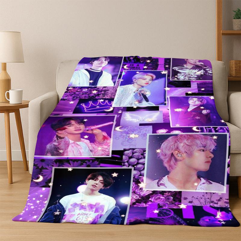 Fashion B-BTS Kpop Ultra Soft Flannel Throw Blanket, Warm Cozy Blanket for Couch Sofa Bed Bedroom Living Room Travel Gift
