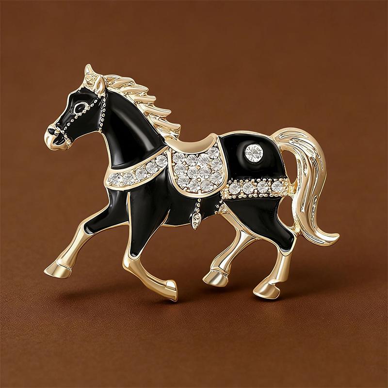 

Luxury Strong Horse Brooches For Women Unisex 4-Color Elegant Enamel Animal Year Of The Horse Brooch Pins Gifts A8