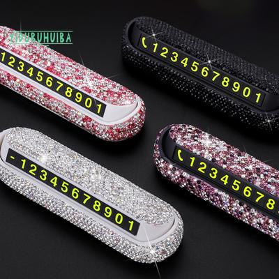 Phone Number Card Compact Hidden Rhinestone Number Card Interior Parts Car Accessories