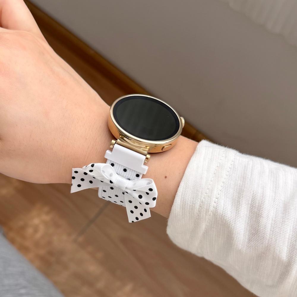 18/20/22mm Polka Dot Bow Nylon Watch Strap with Magnetic Clasp Replacement Band for Women Compatible with Huawei, Samsung Garmin Xiaomi Smart Watch