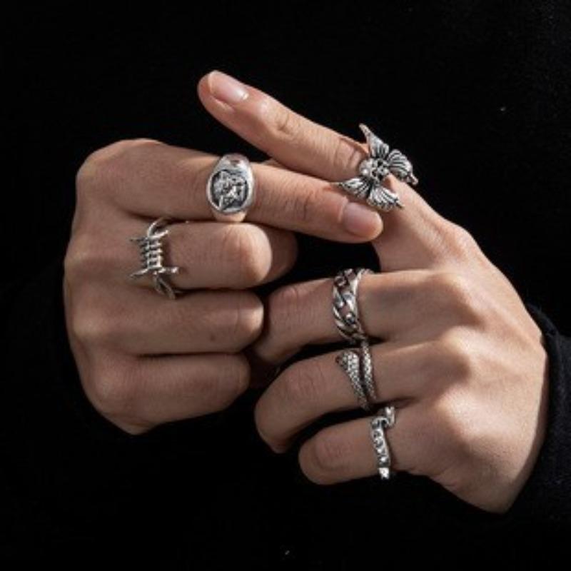 Frog Snake Skull Cool Punk Gothic Spider Combination Ring Man