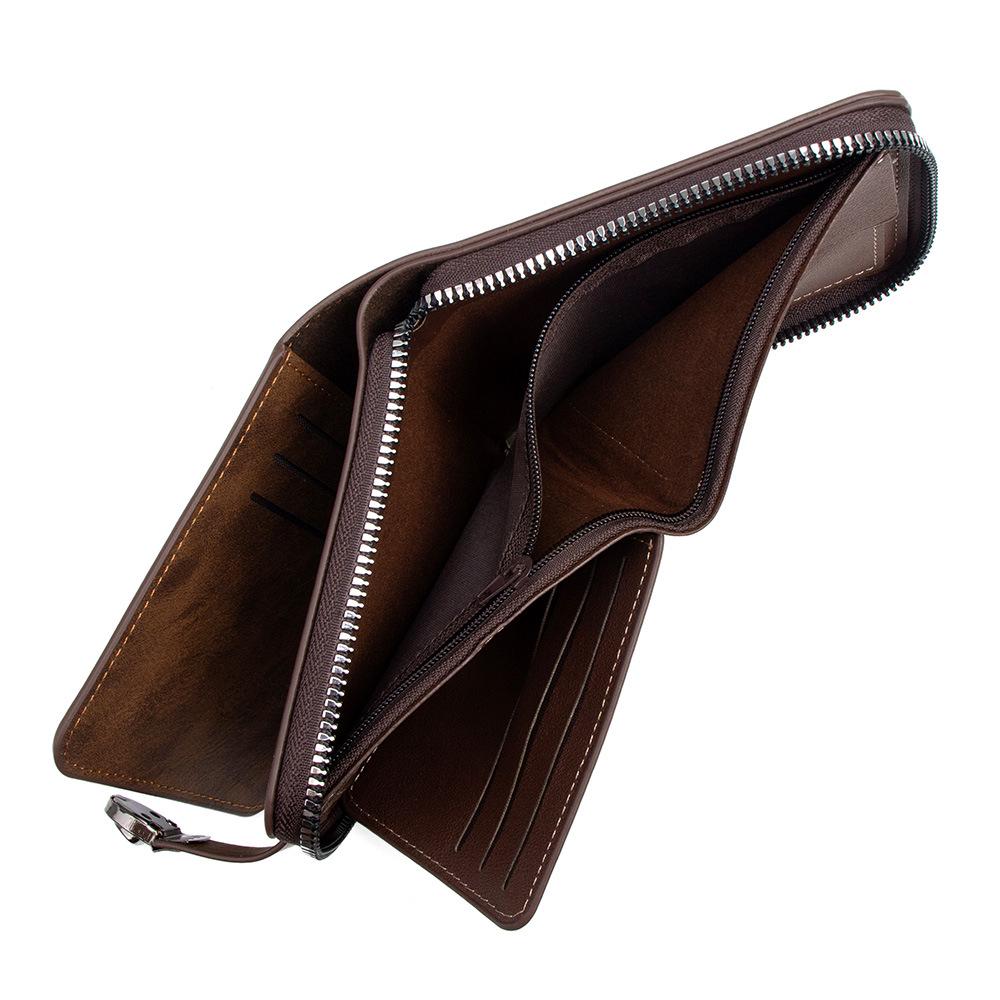 Men's Retro Chain Wallet with Lock Buckle, Multiple Card Slots, Coin Pocket, and Loose-Leaf Design