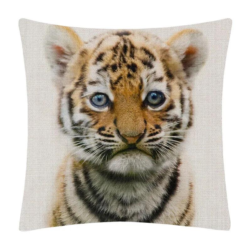 Bunny Donkey Fox Deer Hedgehog Bear Cock Duck Hippo Animals Posters Cushion Cover Decorative Pillows For Sofa Home Decor