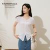 Mark Fairwhale Women's French V-Neck Slim Fit Knit Short-Sleeve Cardigan