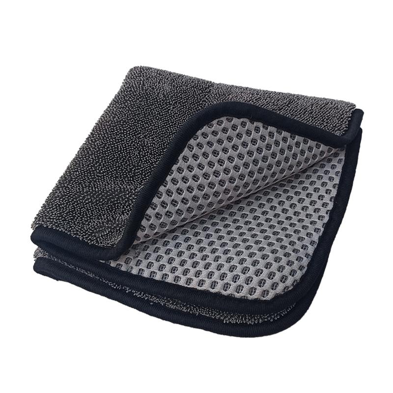 

Полотенце для мытья автомобиля SEAMETAL 40x40 см, 850 г/м2, с высокой впитывающей способностью, полотенце для уборки из кораллового бархата, скрученная тесьма, тряпка для сушки деталей автомобиля чёрный/серый