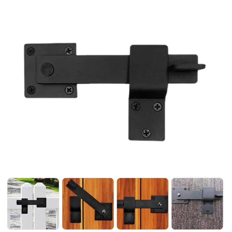 No Drill Sliding Door Lock Dual Purpose Anti Theft Latch Flat Door Buckle Hasp Black Security Bolt for Home Office Cabinet Closet Easy Installation