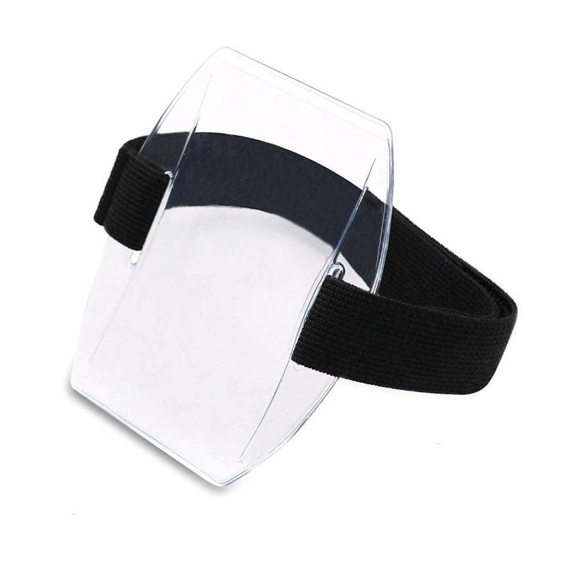 Adjustable Elastic Arm Band ID Badge Holder Reflective Plastic Wristband for Office Staff Exhibition Conference Events