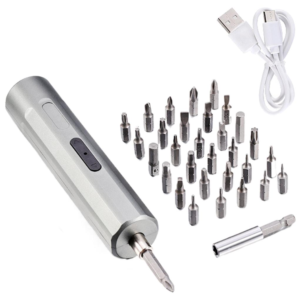 34-in-1 Akku-Elektroschrauber-Set 3 Nm 3,7 V Akku mit Stahlbit und 2000 mAh wiederaufladbarem Akku Typ-C-Anschluss