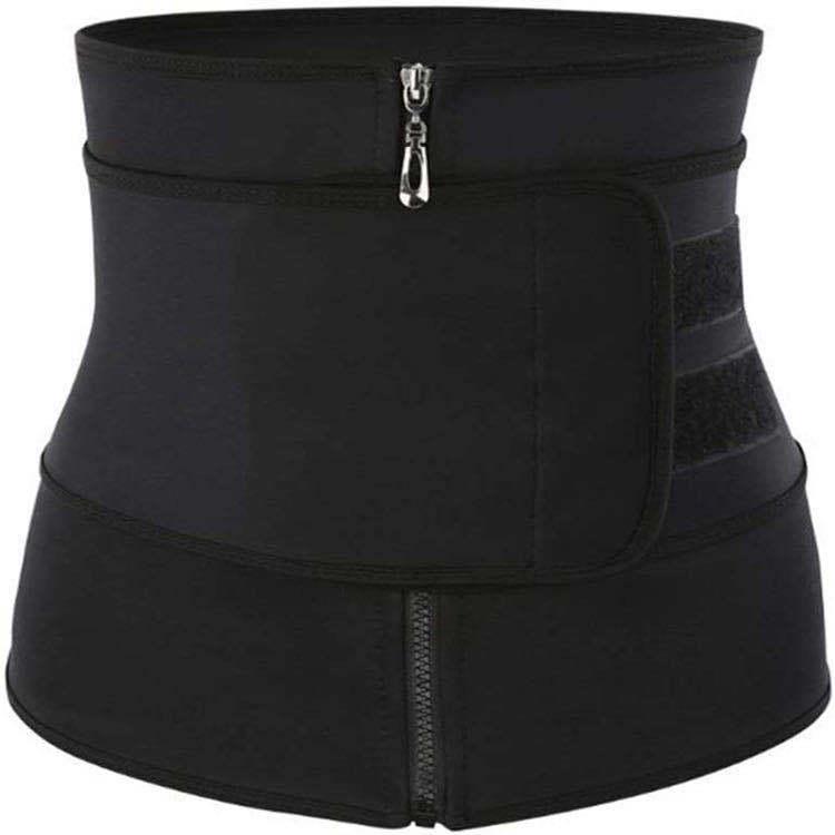 Postpartum Waist Trainer & Sweat-Inducing Body Shaper with Double Belt & Zipper for Abdomen Control
