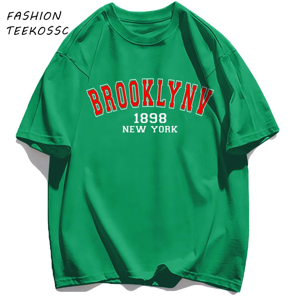 Brooklyn 1898 New York Men Basics TShirt Casual AllMatch Short Sleeve Cotton Oversized Sportswear Summer Crewneck T Shirts
