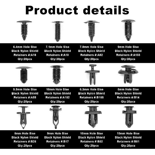 240Pcs Car Plastic Push Pin Rivet Fasteners, Car Retainer Clips Plastic Fasteners Kit With Remover Tool, Assortment Universal Retainer Clips Push