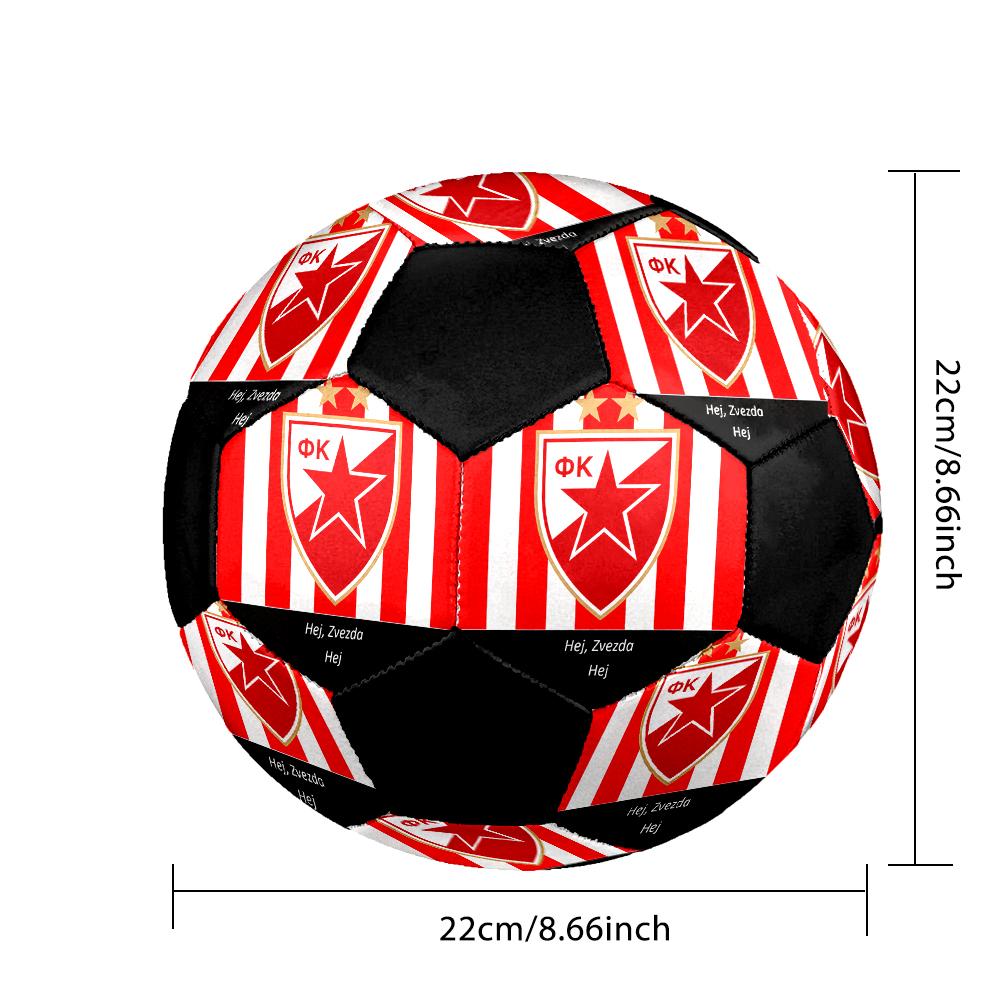SIZE 5 Red Star Belgrade Soccer Ball Colorful All Ages Machine Stitched PVC Competition Ready Durable High-Bounce