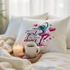 Dance Lover Pillow Cover 18x18 Inches, Watercolor Ballerina & Hearts Design, Gift for Dancers, Ballet Decor for Couch Home, Dance Studio Accentfor