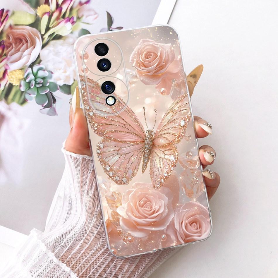 For Honor 70 70Pro Pro+ Cute Flower Butterfly Cat Painted Case For Honor70 70 Pro Plus 5G Soft Silicone TPU Phone Cases