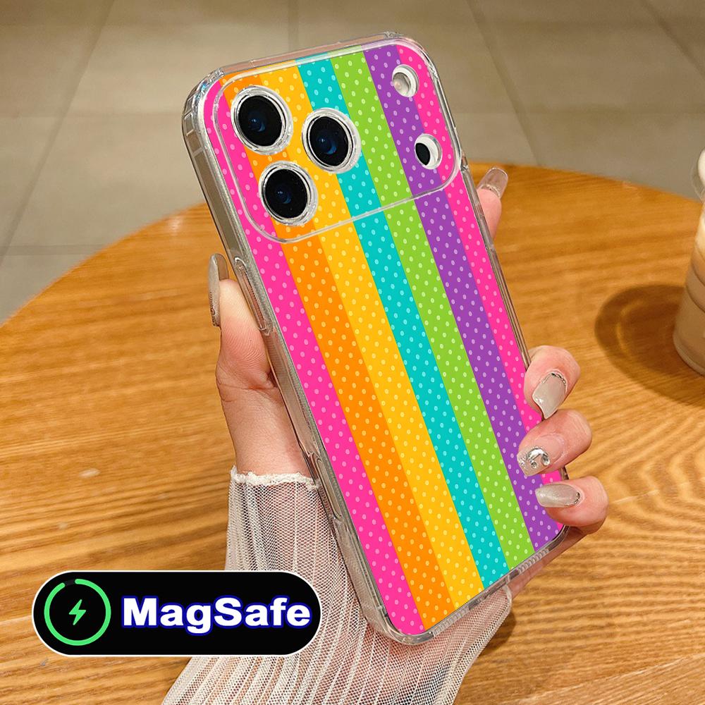 

Pink Point Heart Mobile Phone Case for iPhone 17 16 15 14 13 12 11 Air Pro Max Plus Mini Magsafe Clear Colorful Cover Cellphones iPhone17