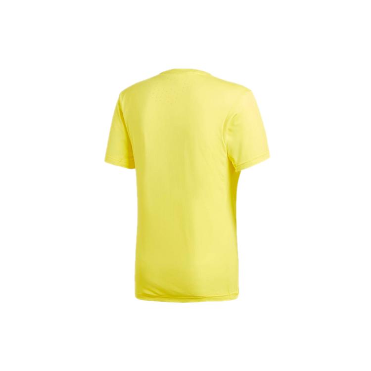 adidas T Shirts Men's Bright Yellow Crew Neck Moderate Straight Fit CZ5425