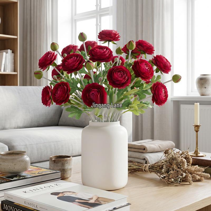 Artificial Peony & Lotus Silk Flower, Double-Headed Ranunculus for Wedding Aisle or Home Decor