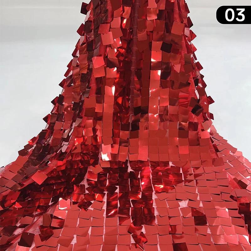 1 Yard Monochromatic Big Square Shiny Mesh Base Fabric Costume Sequin Fabric Women Evening Banquet Dress Sewing Diy Sold By Yard