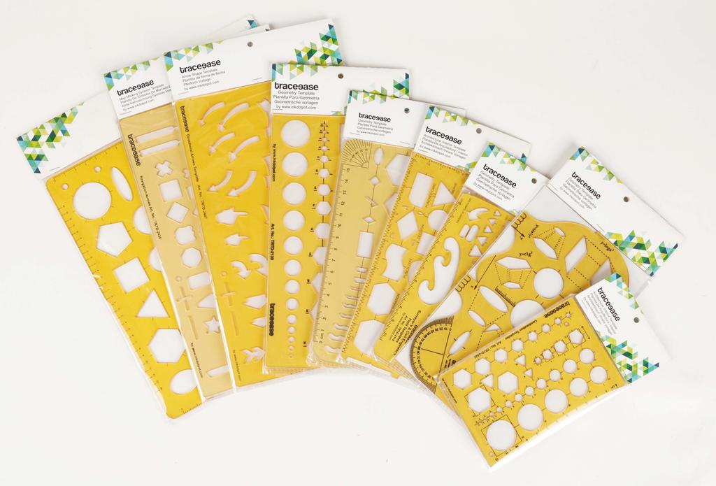 Traceease Pack of 9 Pieces, Multi-Shapes Geometry & Arrow Designing Templates- Chart Drafting
