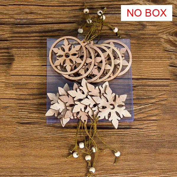 12PCS Christmas Wooden Pendants No Box Hallow Star/Angel/Tree Ornaments Home Christmas Tree Hanging Decoration Kids Gift Supply