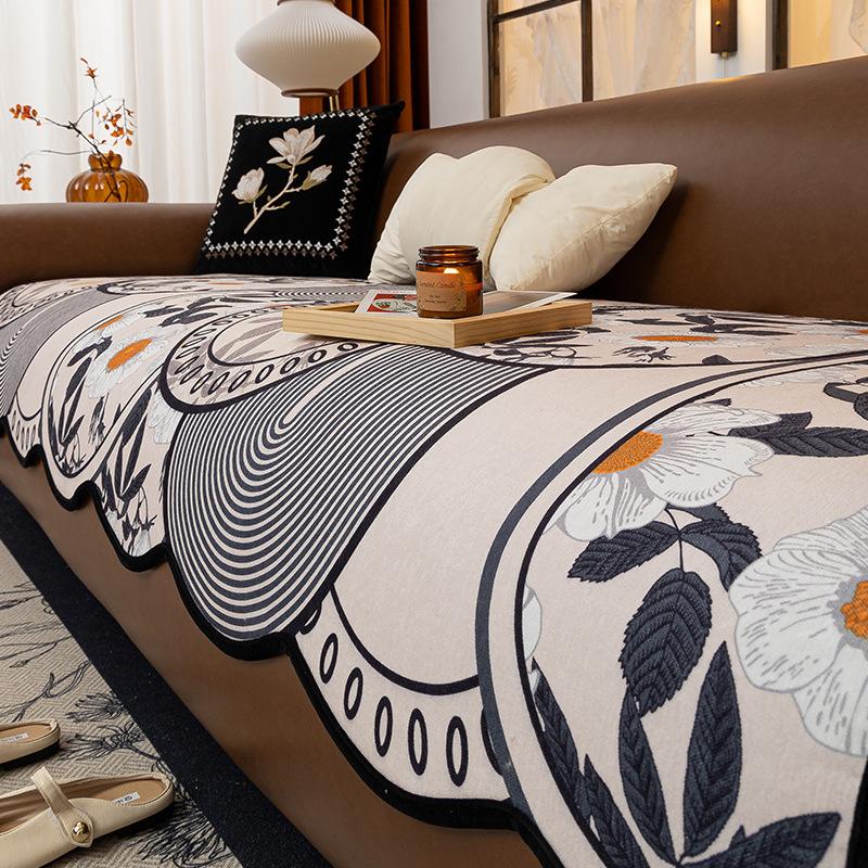 

Special-Shaped Light Luxury High-End Leather Sofa Cushion Universal In All Seasons New Fixed Non-Slip Seat Cushion Sofa Cover 90*70cm