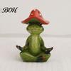 Exquisite Resin Crafts Yoga Mushroom Frog Figurine, Creative Statue, Cute Sitting Small Entrance Hall Decor Green Ornament for Home Office Shelf