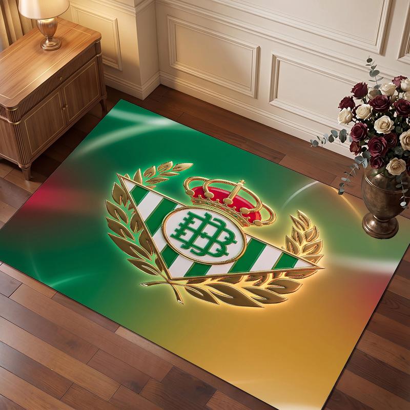 Real Betis Fußball Druck Kristall Samt Teppich, Bequemer Wasserabsorbierender Rutschfester Indoor Boden Teppich