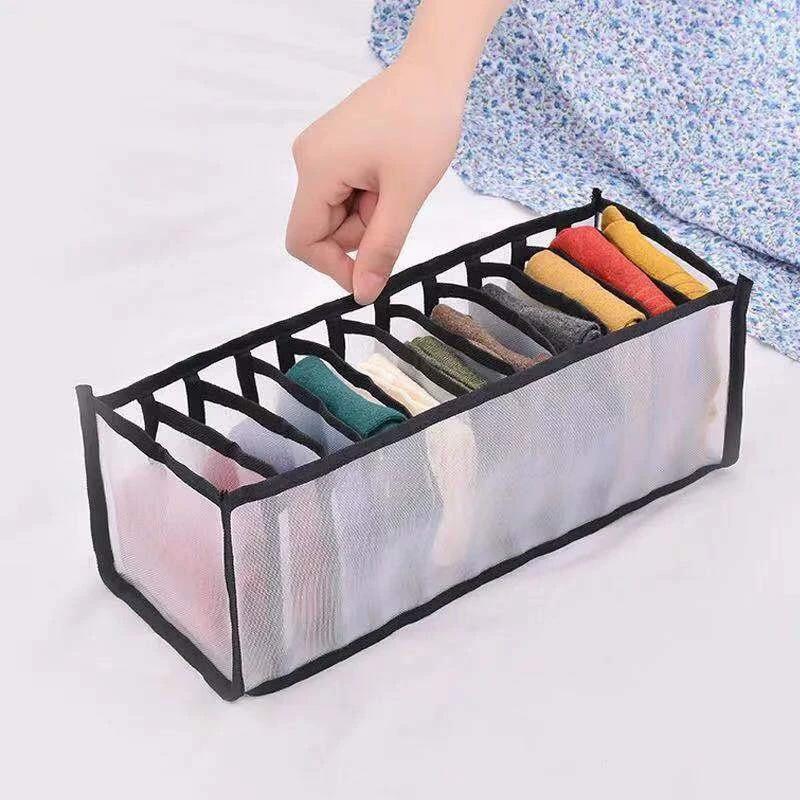 Mesh Storage Box with Divided Compartments for Underwear and Socks