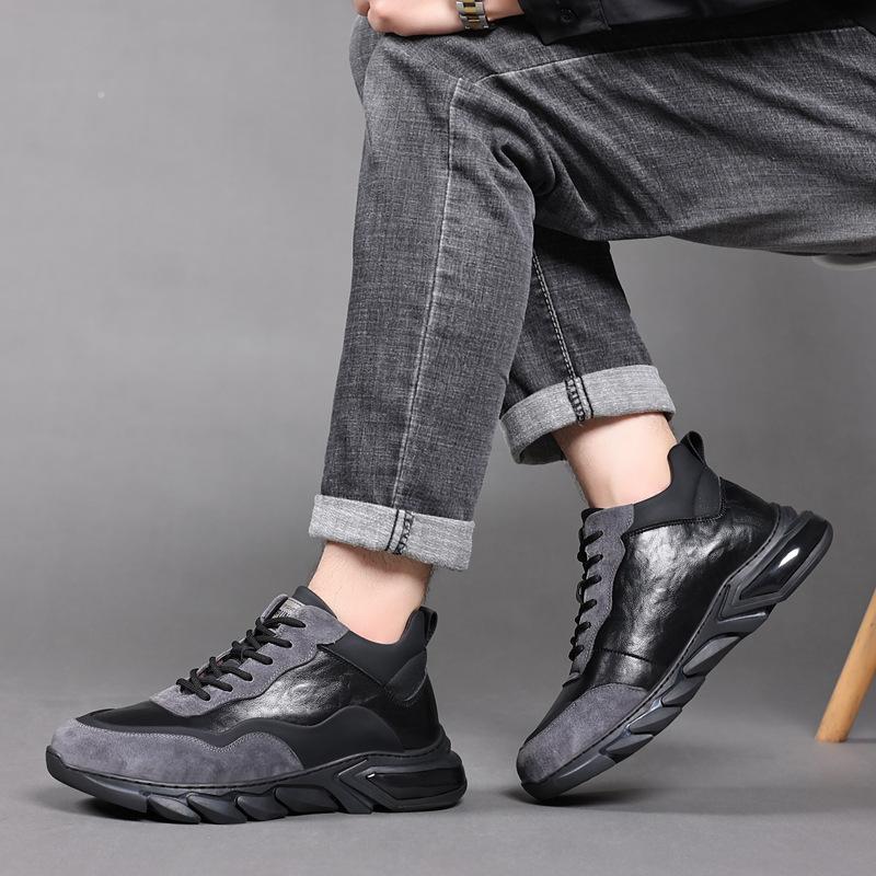 2025 Winter New Leather Wool Men's Cotton Shoes Velvet Warm Student Sports Leisure Fashion Leather Shoes Men's Shoes