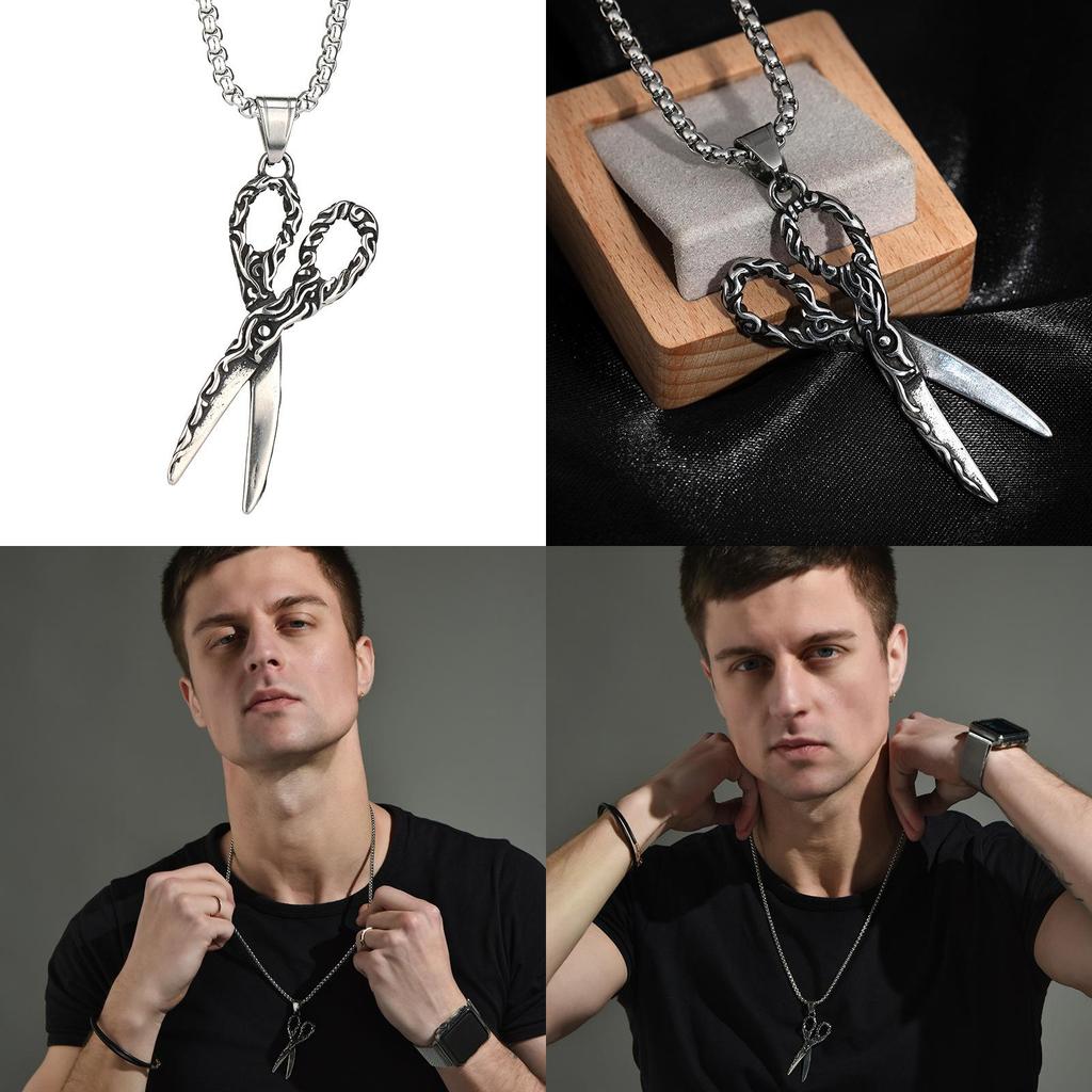 Retro Scissor Pendant Necklace For Men And Women In Stylish Hip Hop Design