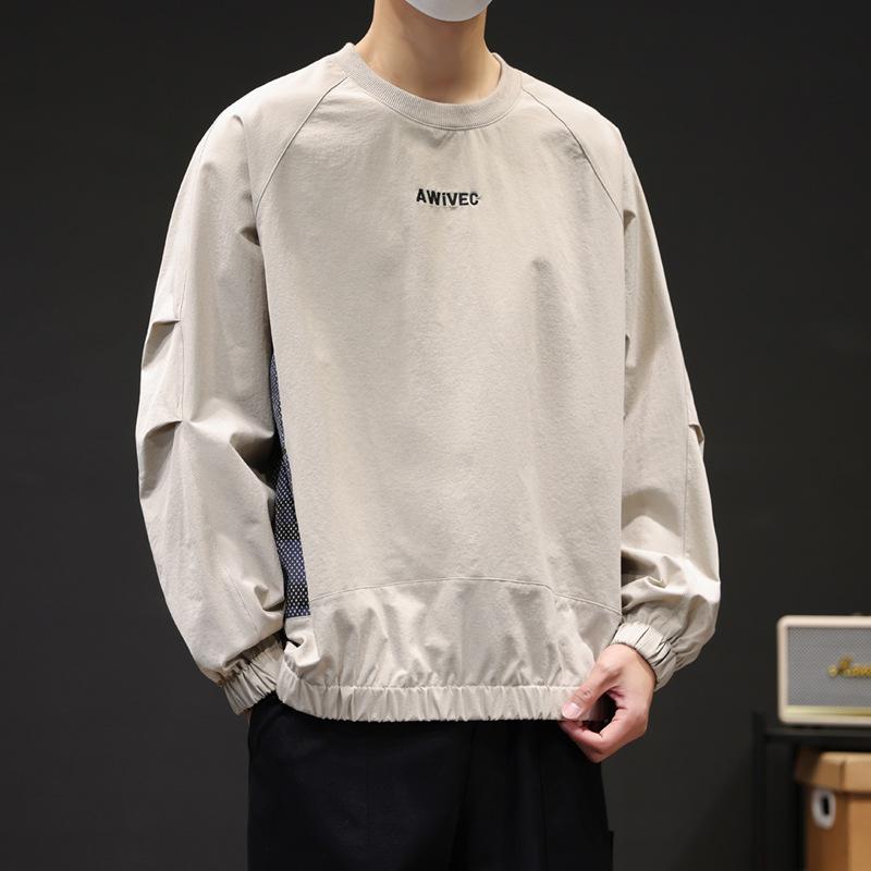 Spring Wear Thin Breathable Zipper Pocket Pullover Hoodie Male Students Loose Casual Long Sleeve T-shirt Elastic Handsome