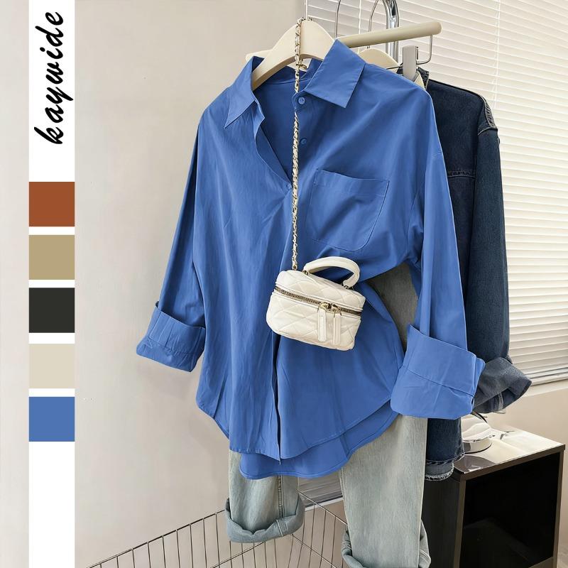 

Повседневная рубашка Baita с длинным рукавом на пуговицах, женская, 2025, осень и зима, новая модная для работы S синий