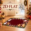 2D Printed Christmas Holiday Decor Mat, Soft Fleece Material, Santa Claus Snowman Reindeer Gingerbread Man Border Pattern, Fun Carpet Machine Washable