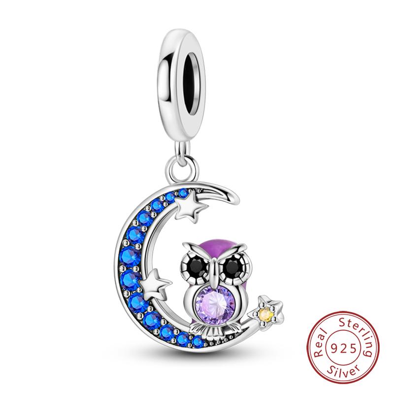 Fashion Copper Sparkling Zircon Star Moon Series Charms Beads Fit Qikaola Original Bracelets Diy Birthday Jewelry