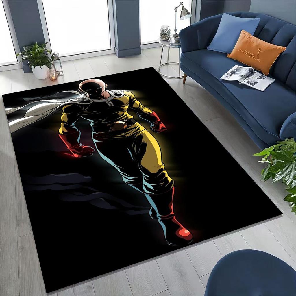 Anime One Punch Man Saitama Cartoon Cartoon Rug for Bedroom Living Room Sofa Home Doormat Decor,Kids Play Non-slip Floor Mat